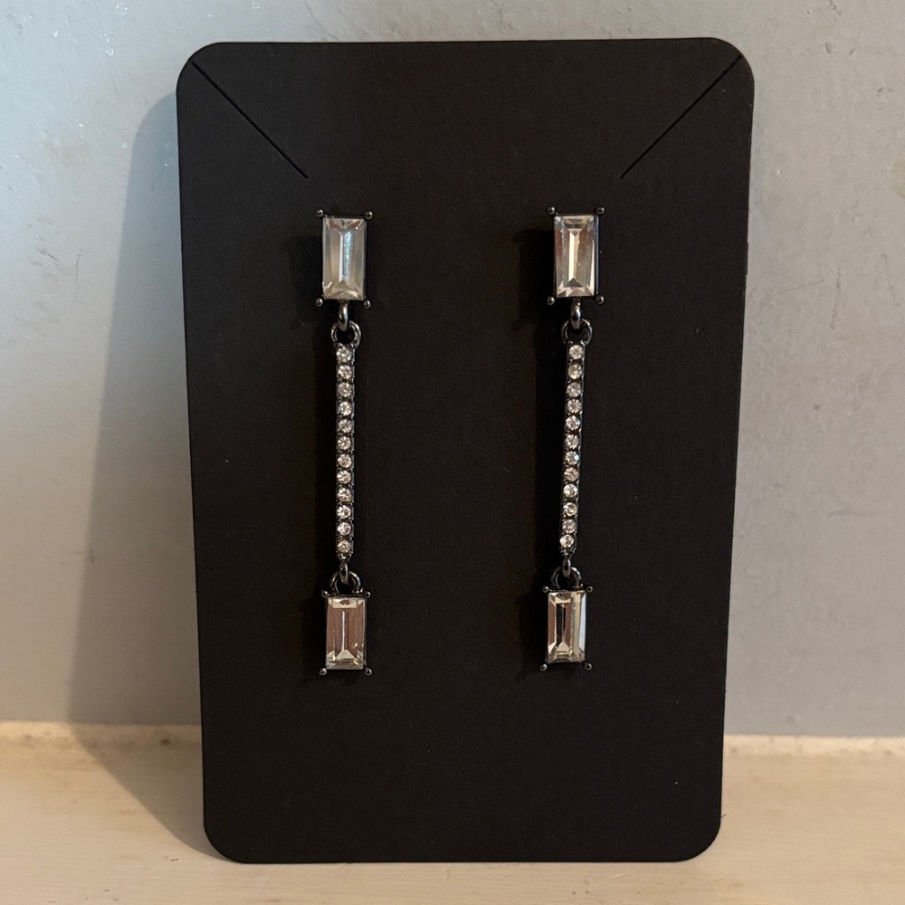 Chic Silver Crystal Dangle Earrings